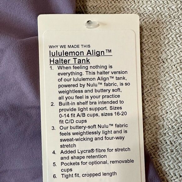 Lululemon Women’s Align Halter Tank Top Size 12 NWT $78 Purple Ash Rare - Picture 3 of 7